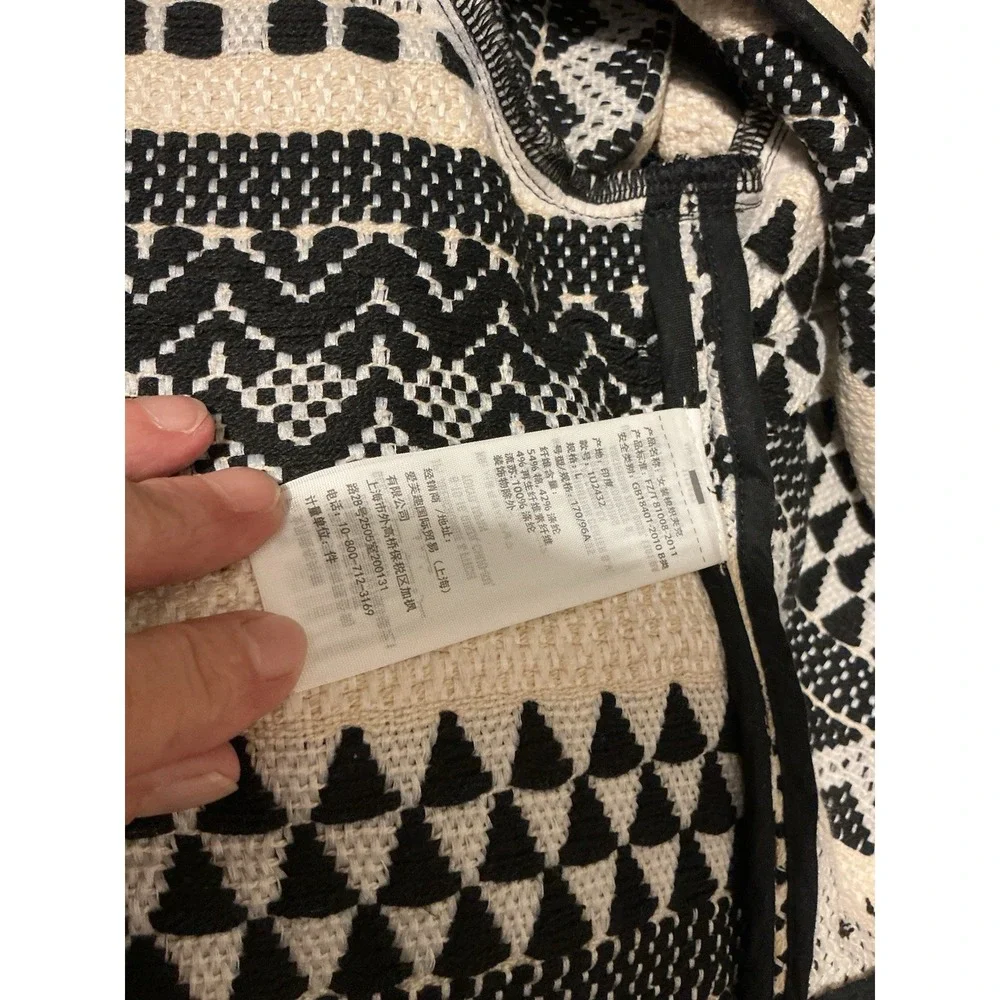 Abercrombie & Fitch Women Cropped Fringe Tapestry Jacket Aztec Print L NEW - Picture 5 of 6